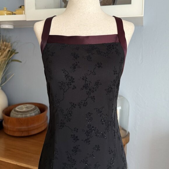 SOLD Mesh & Floral Velvet Glitter Maxi Dress Strappy Whimsygoth Vampy S - Picture 2 of 8